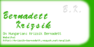 bernadett krizsik business card